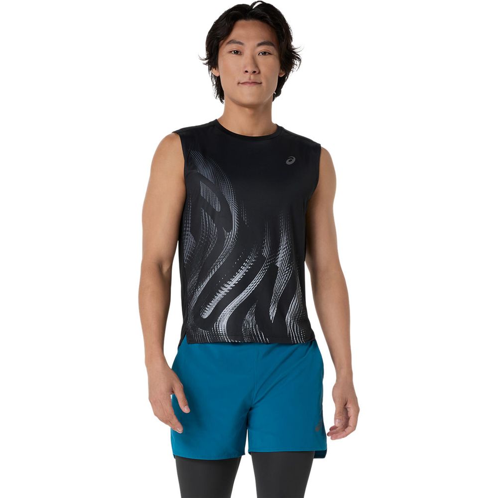 アシックス asics ランニングウェア メンズ   ランニンググラフィックスリーブレスシャツ 2011D486 2026SS