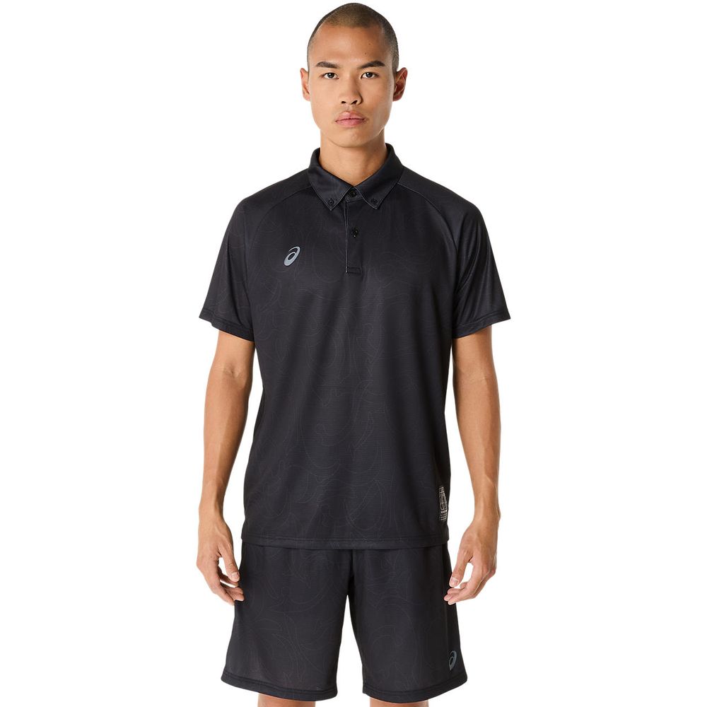 アシックス asics マルチSPウェア ユニセックス   ドライグラフィックボタンダウンポロシャツ 2031E992-001 2025SS
