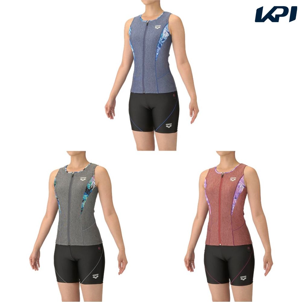 アリーナ ARENA 水泳水着 レディース   フィットネスセパレーツ（カバーバック・ミドルレッグ・差し込みパッド） AS5FWF46L