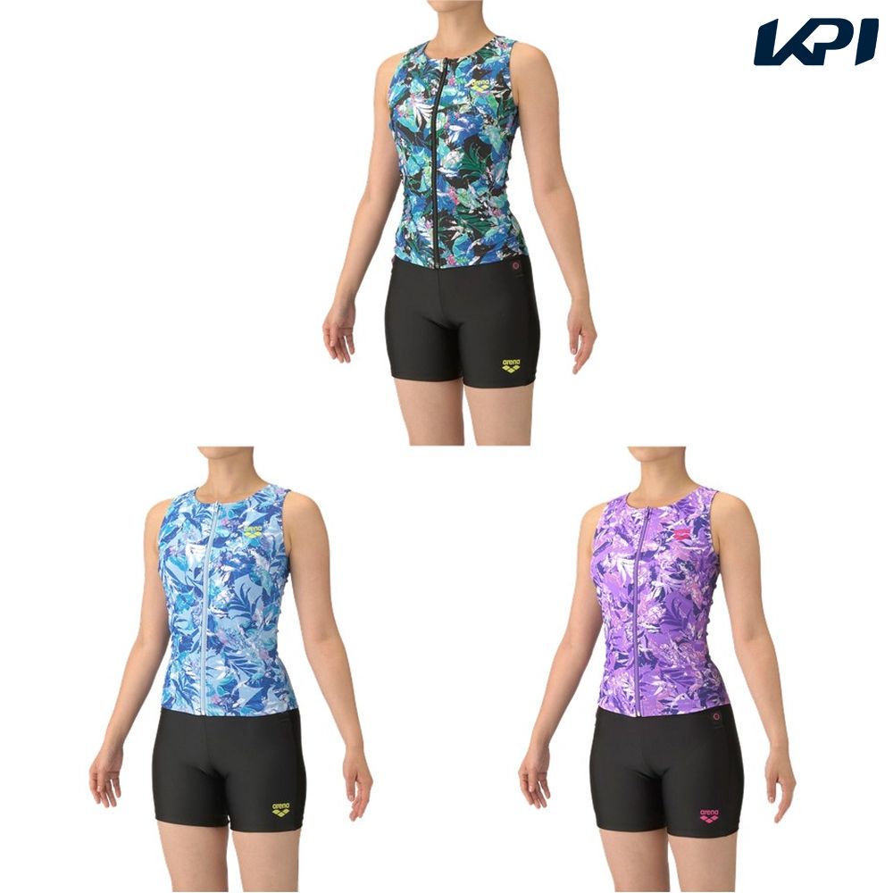 アリーナ ARENA 水泳水着 レディース   フィットネスセパレーツ（カバーバック・ミドルレッグ・差し込みパッド） AS5FWF53L