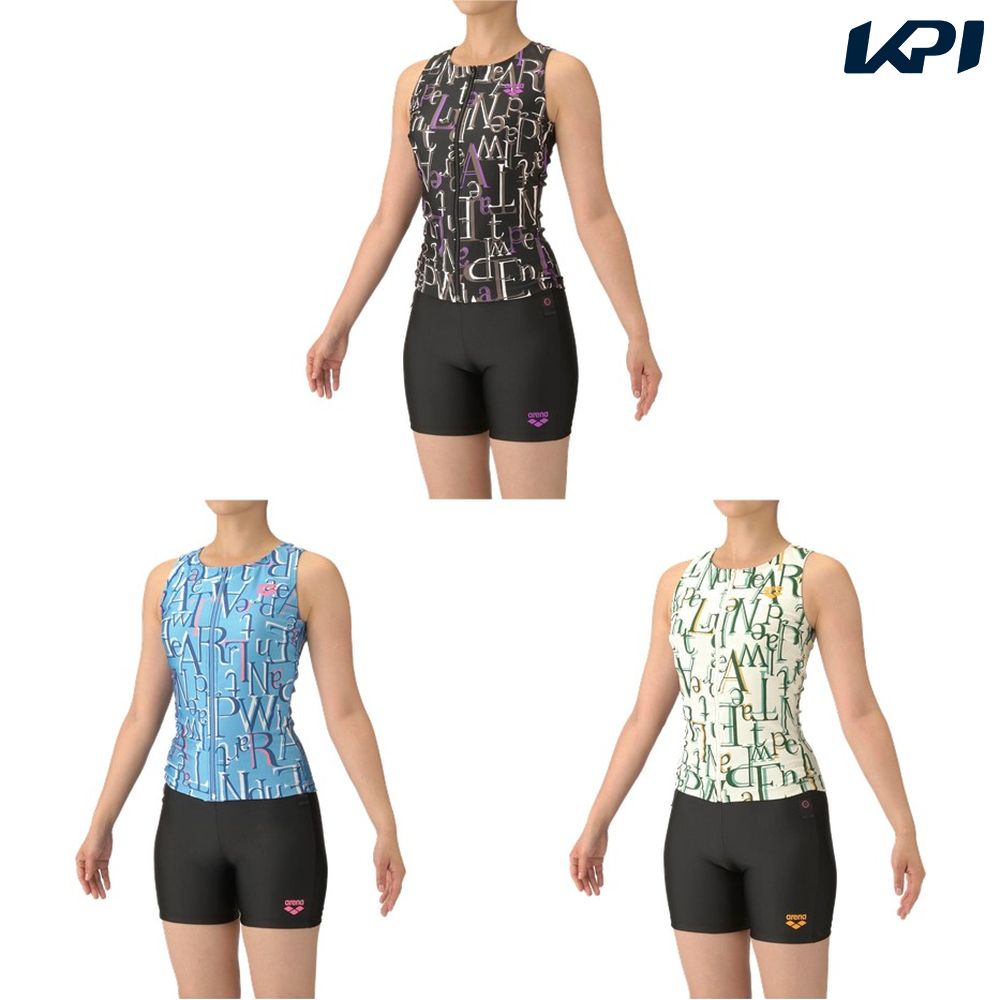 アリーナ ARENA 水泳水着 レディース   フィットネスセパレーツ（カバーバック・ミドルレッグ・差し込みパッド） AS5FWF54L