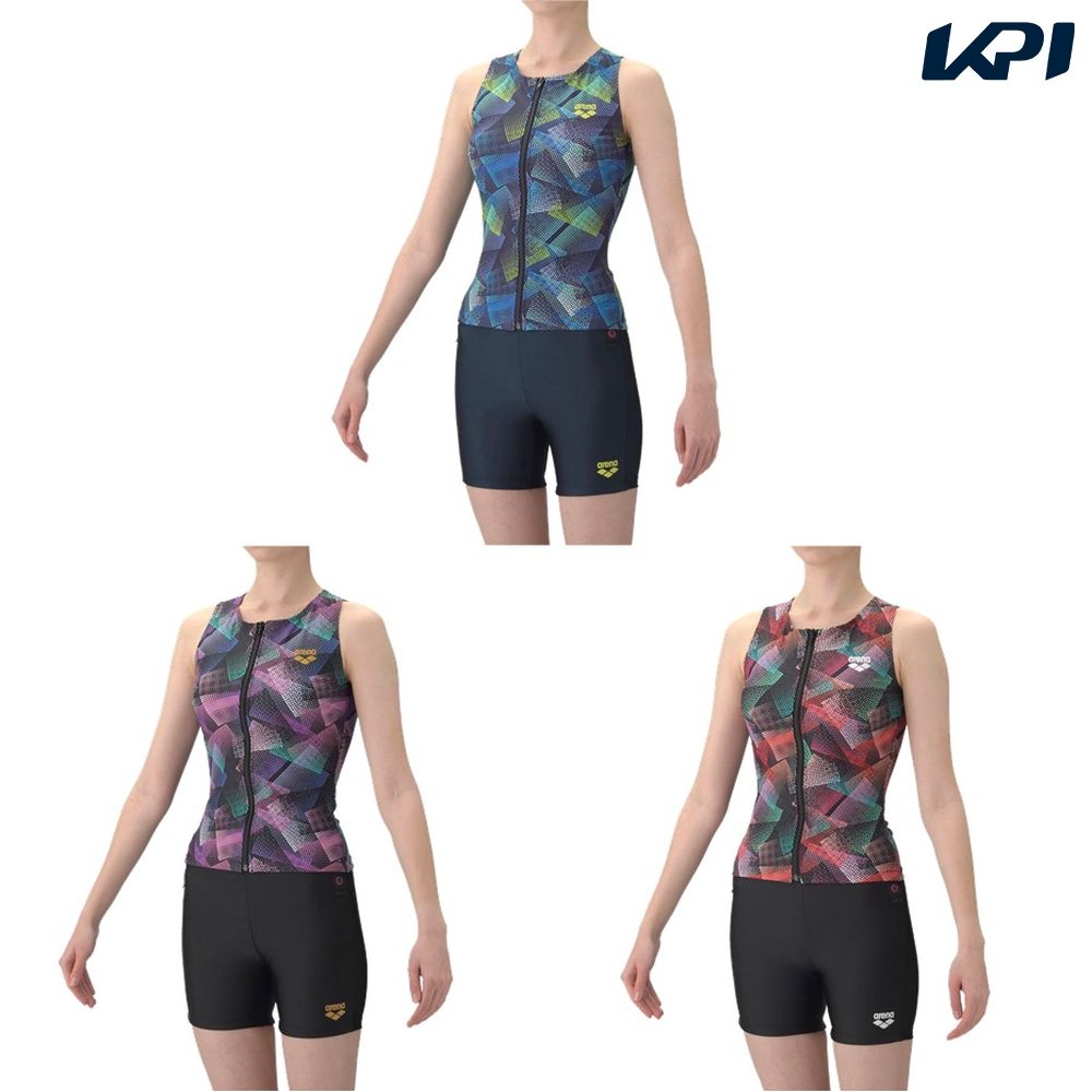 アリーナ ARENA 水泳水着 レディース   フィットネスセパレート（カバーバック・ミドルレッグ・差し込みパッド） AS6SWF54L