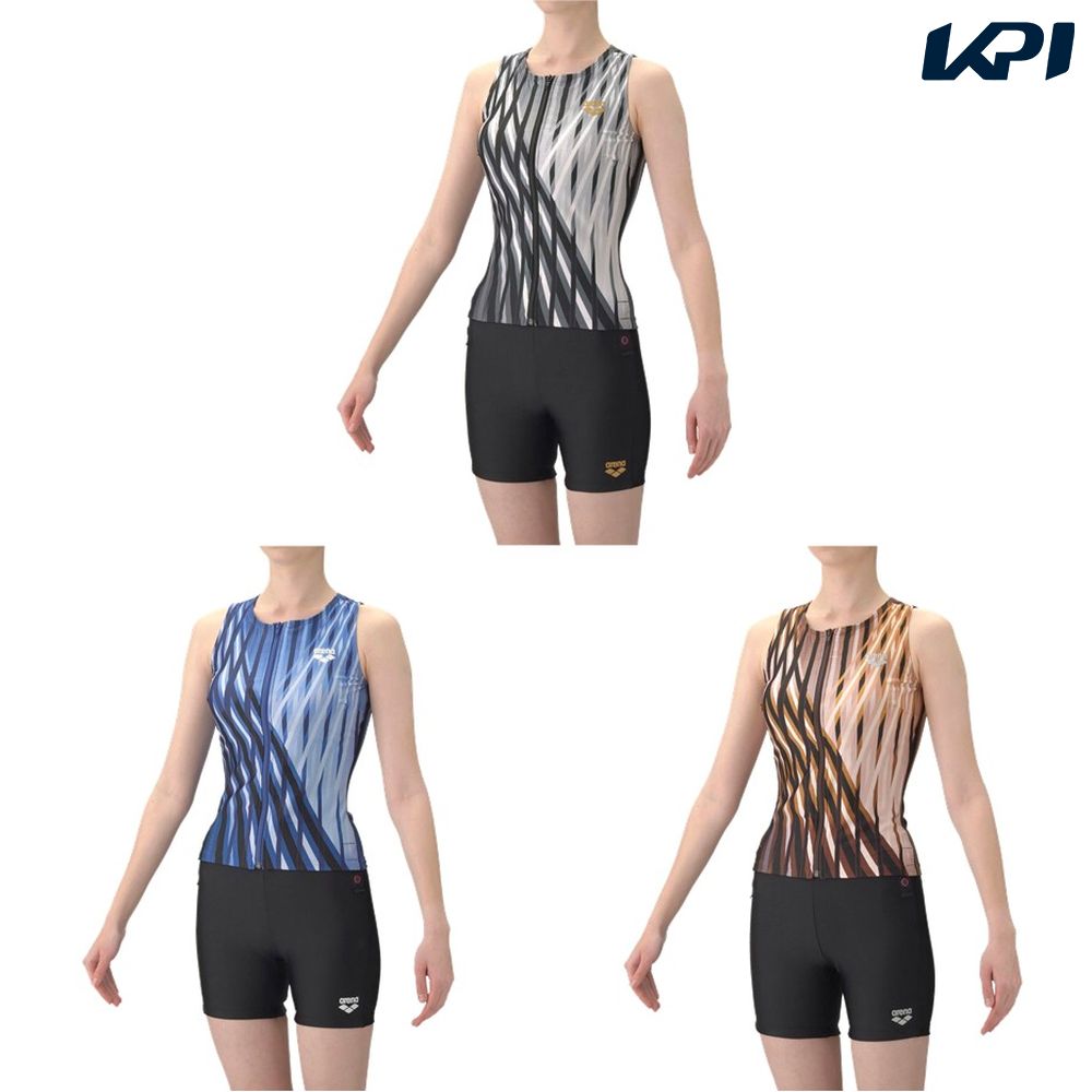 アリーナ ARENA 水泳水着 レディース   フィットネスセパレート（カバーバック・ミドルレッグ・差し込みパッド） AS6SWF55L