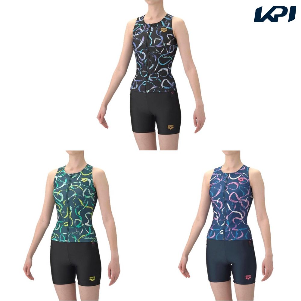 アリーナ ARENA 水泳水着 レディース   フィットネスセパレート（カバーバック・ミドルレッグ・差し込みパッド） AS6SWF59L