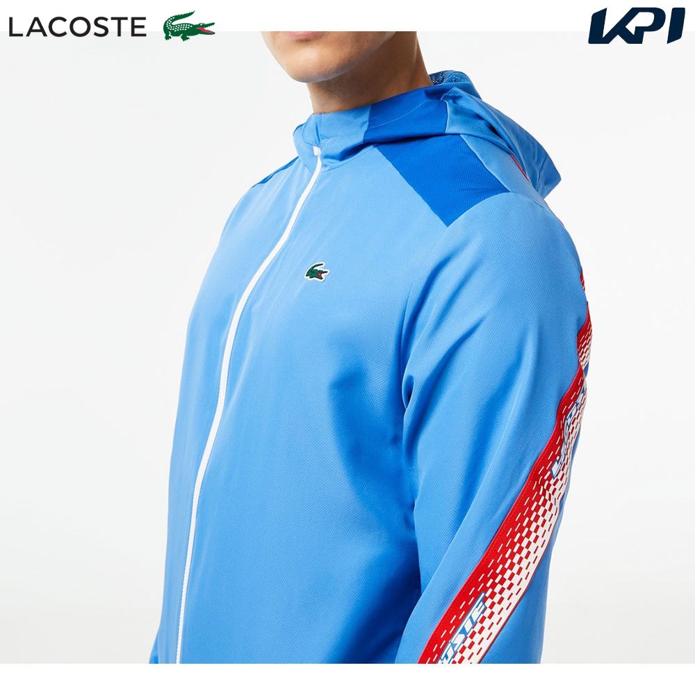 ラコステ LACOSTE テニスウェア メンズ チェッカーテーピングテニスフードジャケットト BH5045-99-WXI 2023SS
