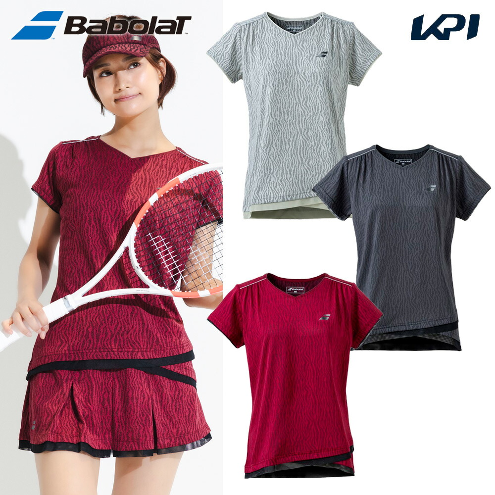 バボラ Babolat テニスウェア レディース   VS SHORT SLEEVE SHIRT BWG4371 2024FW