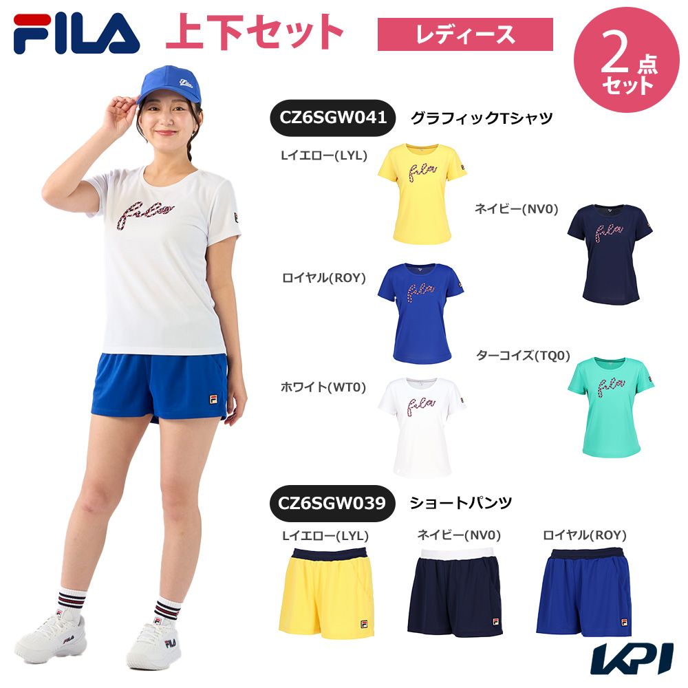 【上下セット】フィラ FILA テニスウェア レディース グラフィックTシャツ×ショートパンツ CZ6SGW041-CZ6SGW039-1 2026SS