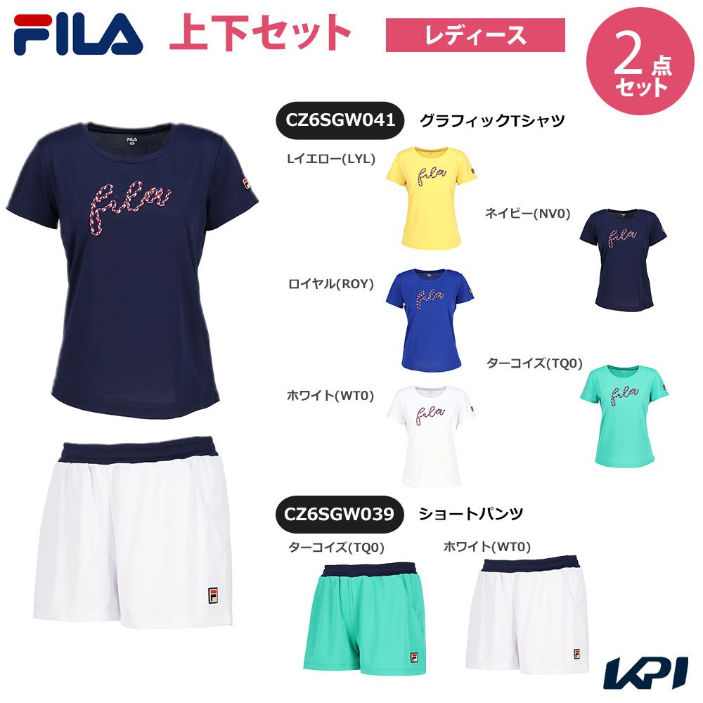 【上下セット】フィラ FILA テニスウェア レディース グラフィックTシャツ×ショートパンツ CZ6SGW041-CZ6SGW039-2 2026SS
