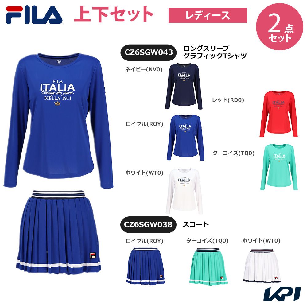 【上下セット】フィラ FILA テニスウェア レディース ロングスリーブグラフィックTシャツ×スコート CZ6SGW043-CZ6SGW038-2 2026SS
