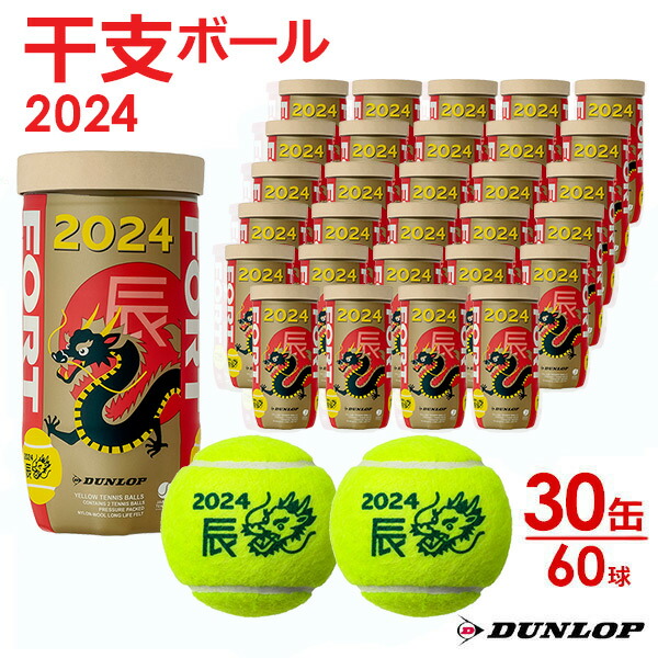 ダンロップ DUNLOP 硬式テニスボール 干支ボール 2024年「辰」FORT(フォート) 2個入 1箱(30缶/60球) DFE23ETOYL2  11月下旬発売予定※予約 KPI公式オンラインストア