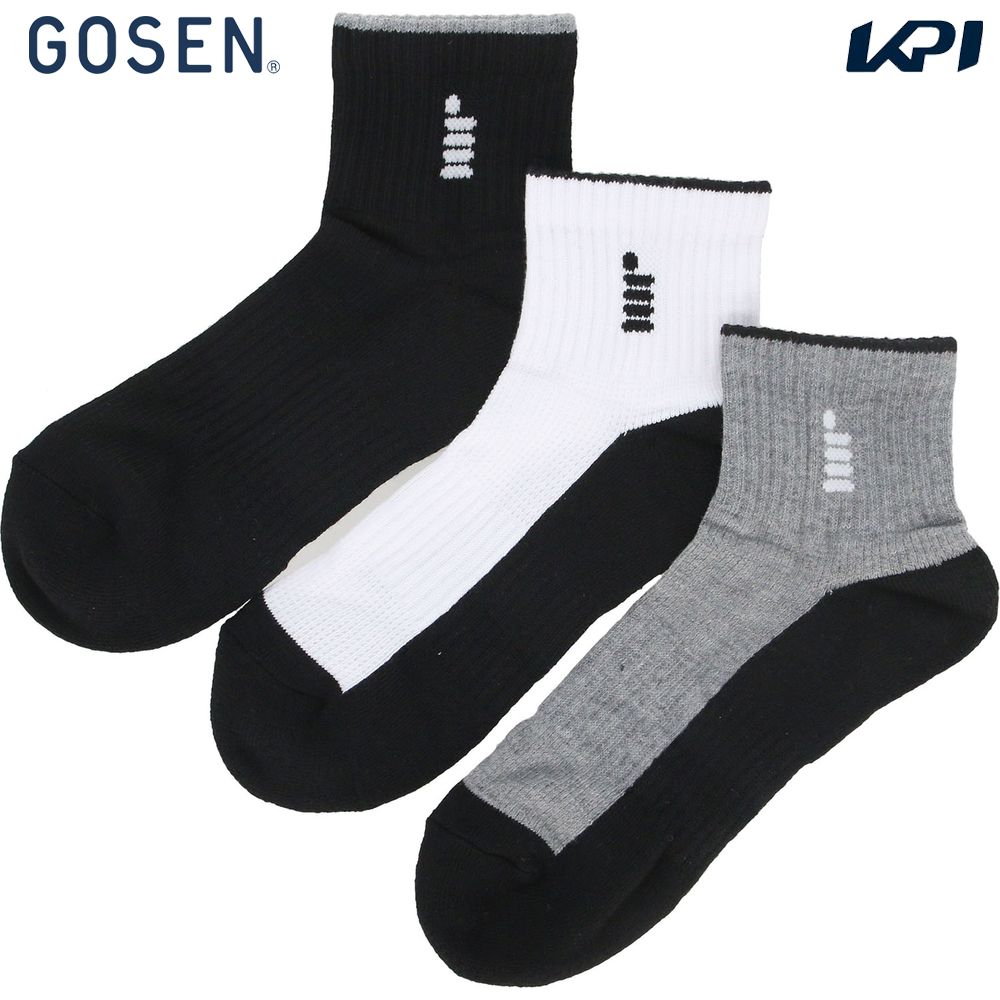 ゴーセン GOSEN バドミントンアクセサリー メンズ f25mh3p  メンズ3足組 ハーフソックス F25MH3P