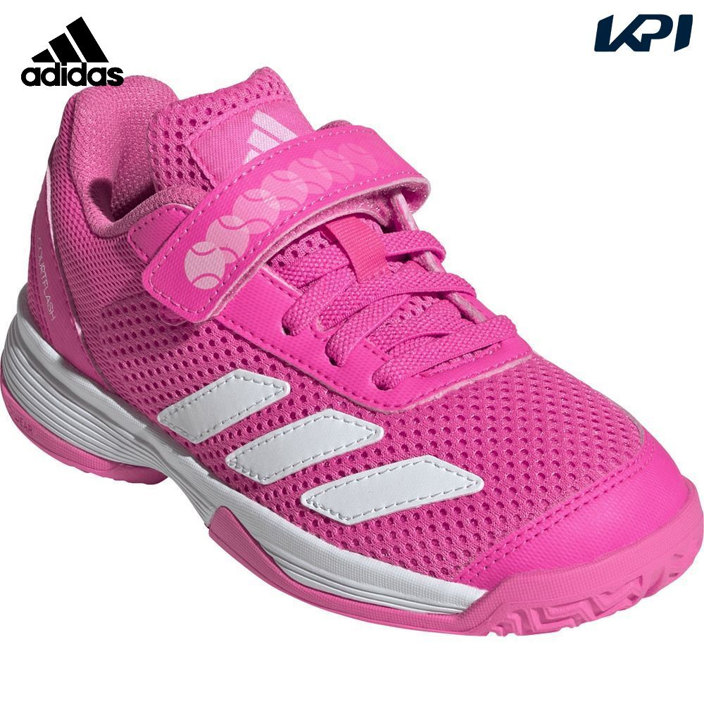 アディダス adidas テニスシューズ ジュニア   コートフラッシュ フックアンドループ テニスシューズ キッズ オールコート用 JR4428