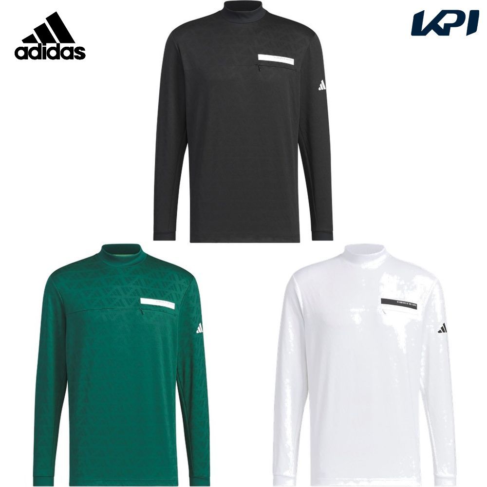 アディダス adidas ゴルフウェア メンズ   ジャガード UVケア付キ モックネック 長袖シャツ JTY71 2024FW