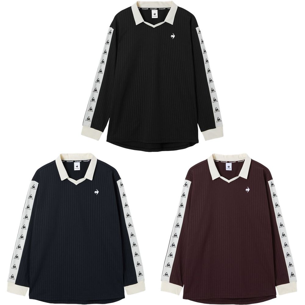 ルコック le coq sportif カジュアルウェア メンズ   エンボスストライプ襟付キ長袖ゲームシャツ LU5FLT40M 2025FW