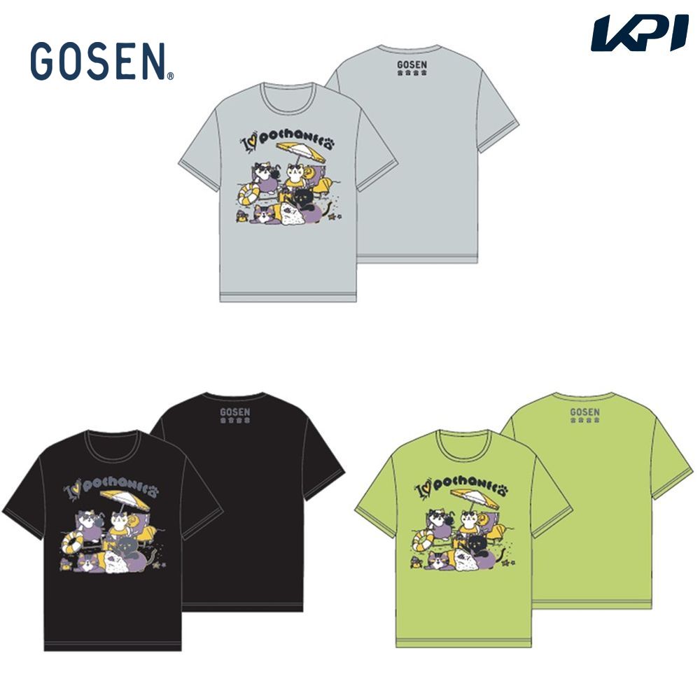 ゴーセン GOSEN テニスウェア ユニセックス   ポチャネコ Tシャツ 砂浜 2026夏企画 NT2600 2026SS 7月下旬発売予定※予約
