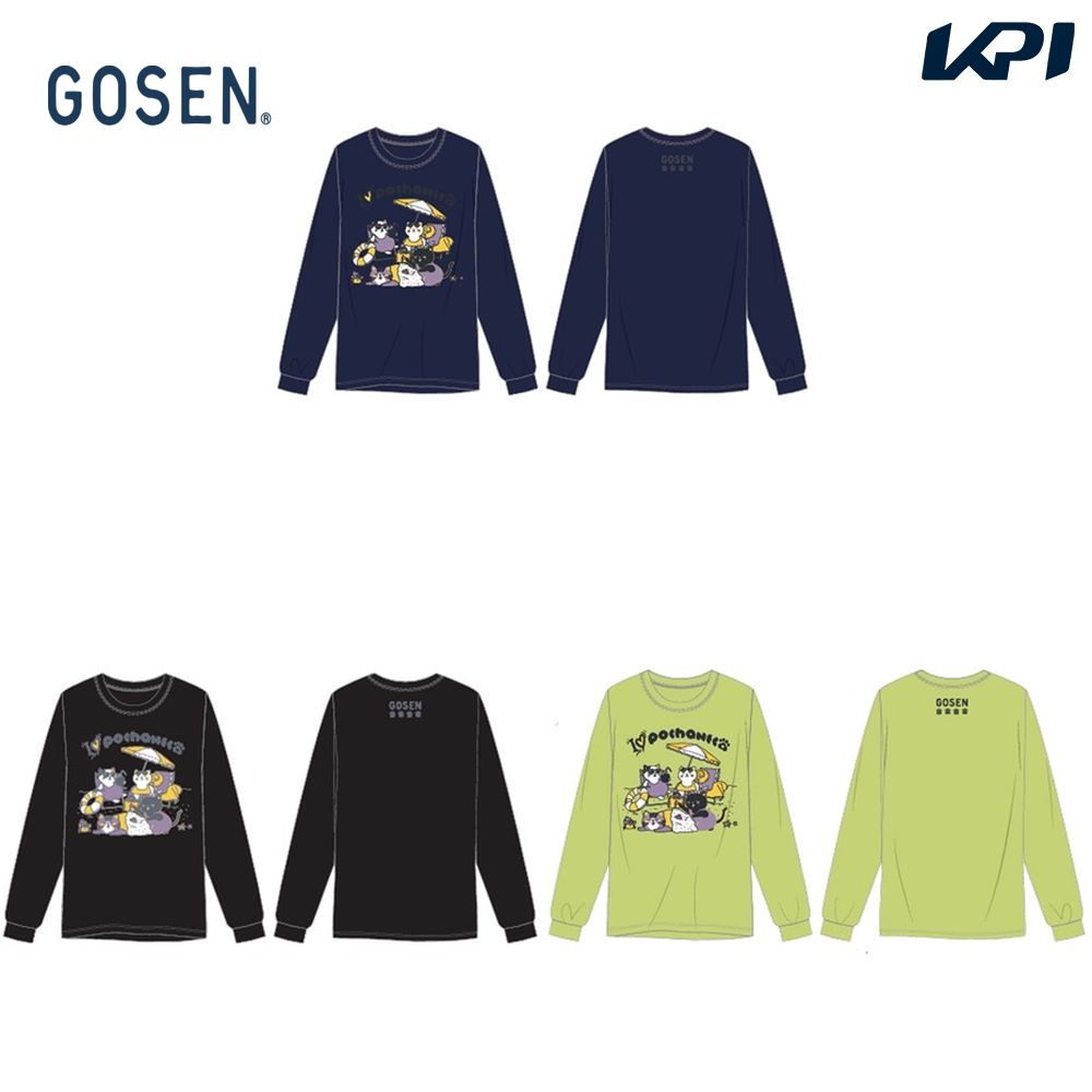 ゴーセン GOSEN テニスウェア ユニセックス   ポチャネコ ロングＴシャツ 砂浜 2026夏企画 NT2601 2026SS 7月下旬発売予定※予約
