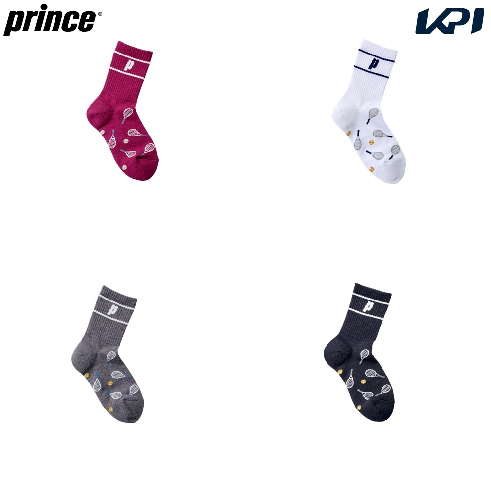 プリンス Prince テニスアクセサリー レディース   ラケット柄ハートソックス PS398 10月下旬発売予定※予約