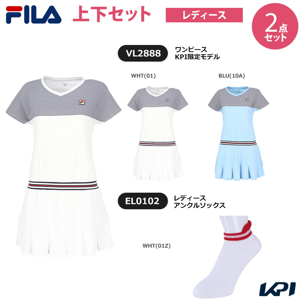 【上下セット】フィラ FILA テニスウェア レディース ワンピース KPI限定×アンクルソックス VL2888-EL0102