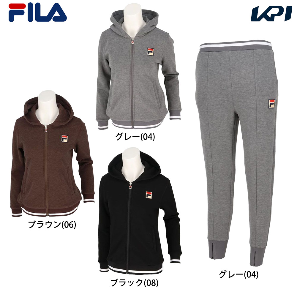 フィラ FILA テニスウェア レディース   【上下セット】パーカーVL2955＋パンツ VL2958 グレー VL2955-VL2958-04 2024FW