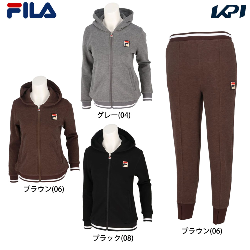 フィラ FILA テニスウェア レディース   【上下セット】パーカーVL2955＋パンツ VL2958 ブラウン VL2955-VL2958-06 2024FW