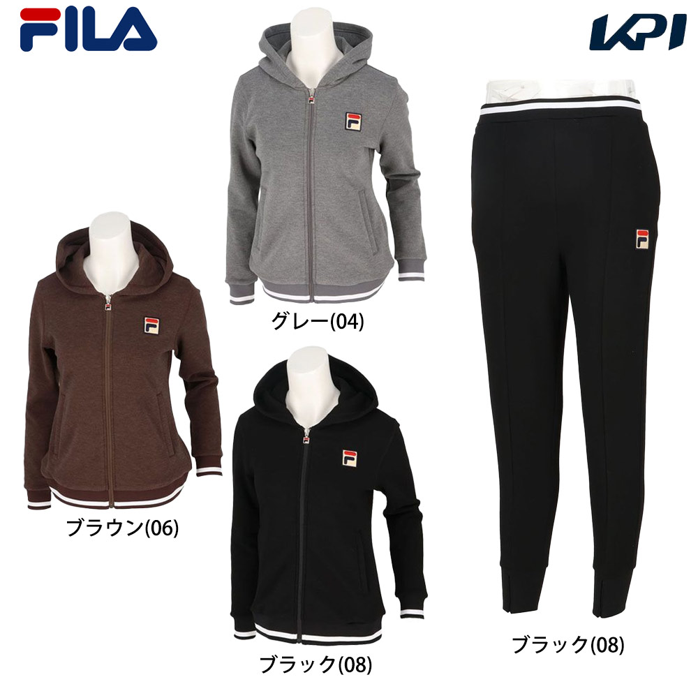 フィラ FILA テニスウェア レディース   【上下セット】パーカーVL2955＋パンツ VL2958 ブラック VL2955-VL2958-08 2024FW