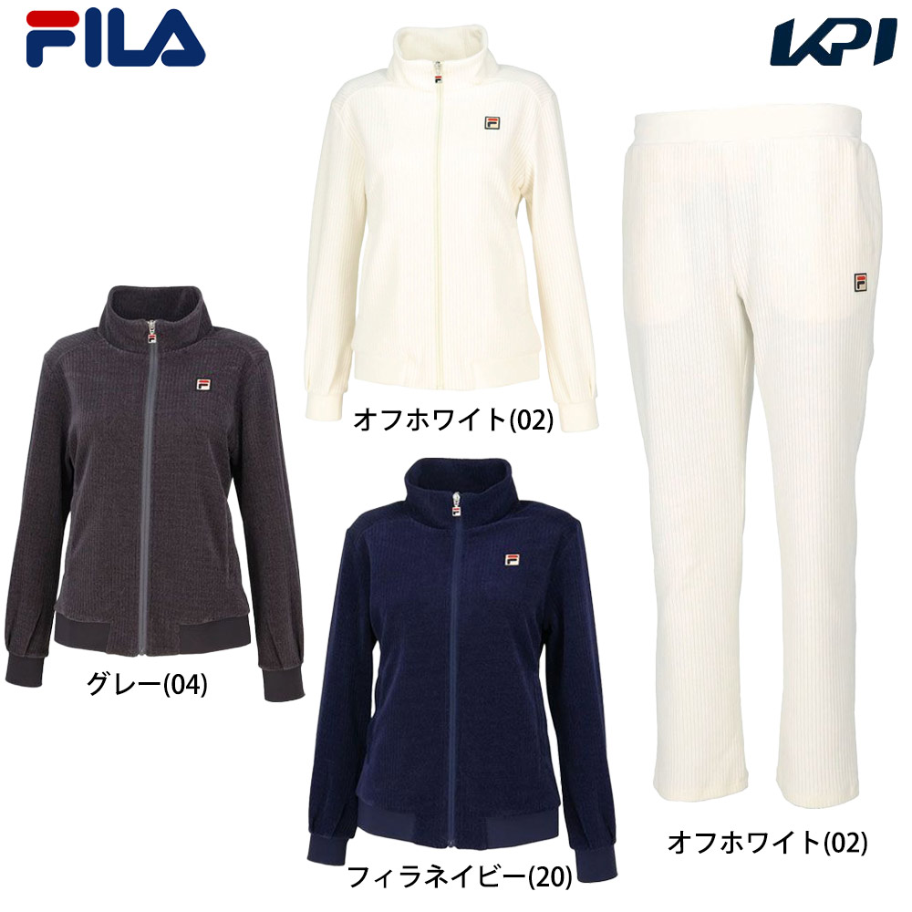 フィラ FILA テニスウェア レディース   【上下セット】ジャケットVL2972＋パンツ VL2975 オフホワイト VL2972-VL2975-02 2024FW