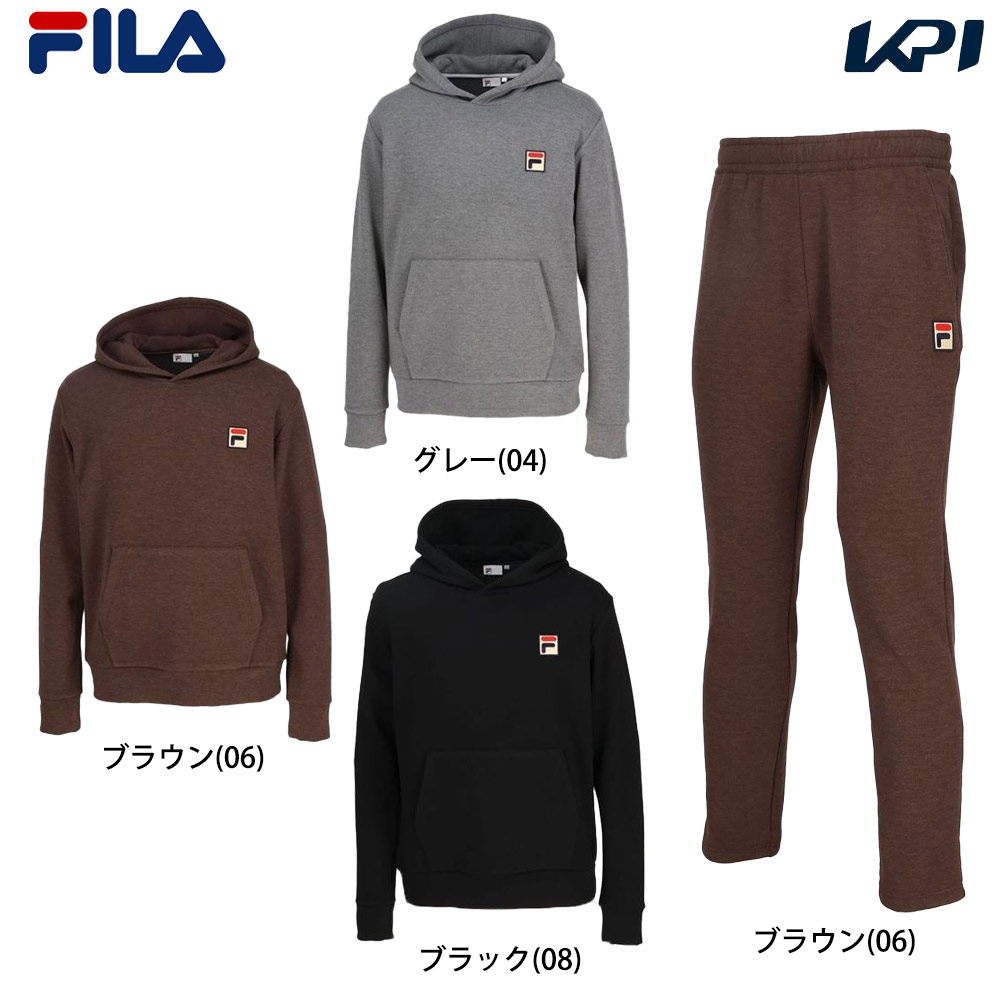 フィラ FILA テニスウェア メンズ   【上下セット】パーカーVM5712＋パンツ VM5713 ブラウン VM5712-VM5713-06 2024FW