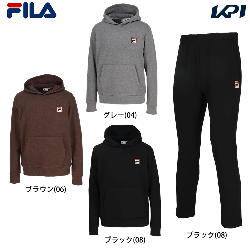 フィラ FILA テニスウェア メンズ   【上下セット】パーカーVM5712＋パンツ VM5713 ブラック VM5712-VM5713-08 2024FW