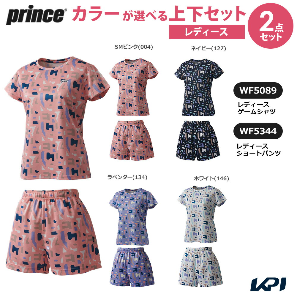 プリンス Prince テニスウェア レディース   【上下セット】ゲームシャツ×ショートパンツ WF5089-WF5344 2025FW
