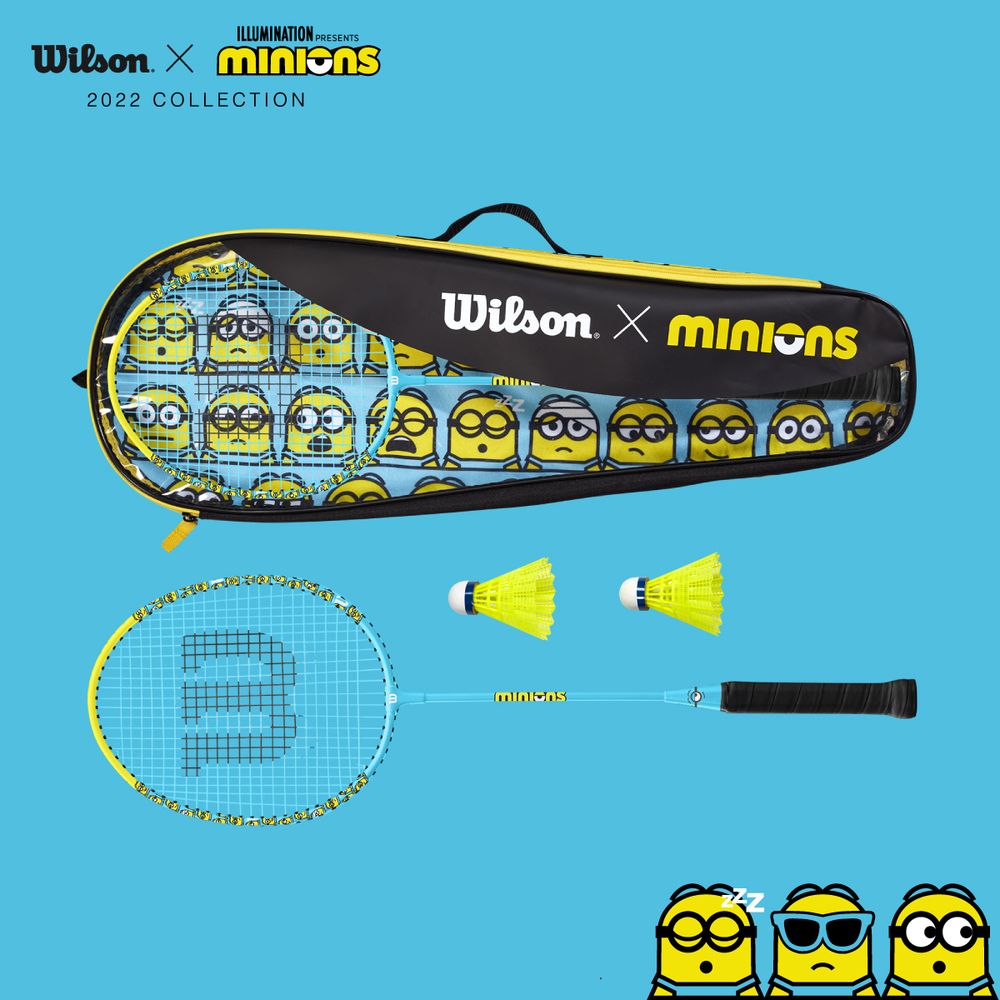 「ガット張り上げ済み」ウイルソン Wilson ミニオンズ バドミントンラケット 2本・シャトル2個・ケースセット MINIONS 2.0 バドミントンセット WR105610F2
