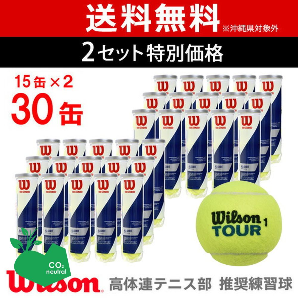 【2箱セット】Wilson(ウイルソン)【TOUR STANDARD（ツアー・スタンダード） (15缶×2=120球) WRT103800】テニスボール